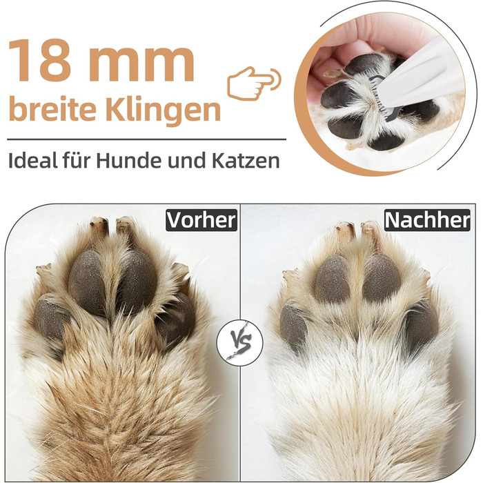 Триммер для собак ALL FOR PAWS з LED-підсвічуванням – 18 мм, тихий (35 дБ), вологостійкий (IPX4), USB, для стрижки лап, вух, обличчя та задньої частини тіла