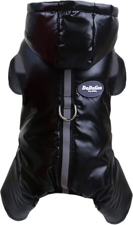 Теплий зимовий одяг для собак Izefia: чорний теплий комбінезон для собак з бавовни, водонепроникний, для маленьких та середніх собак, L (довжина спини 27 см)