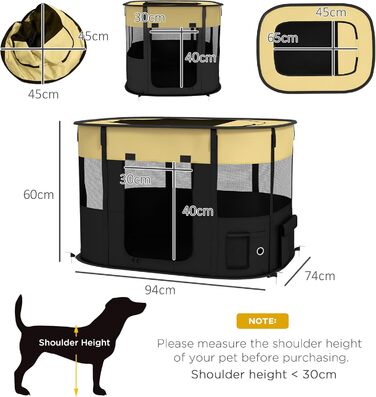 Клітка для собак PawHut, переносний вольєр для тварин, 114 x 89 x 59 см (Жовтий)