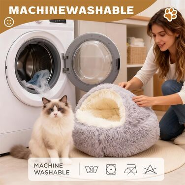М'яке ліжко для кота, 50 см, затишне котяче ліжечко для маленьких кошенят та великих котів, миється, підходить для собак, тепле зимове ліжко для котів та собак