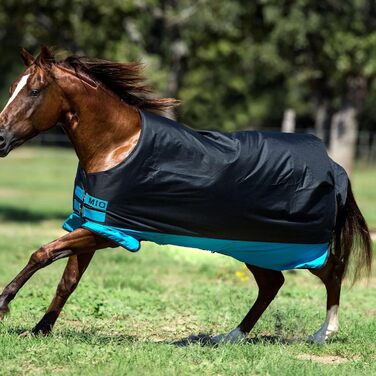 Водонепроникна кінська попона Horseware Mio Turnout Lite, чорна з бірюзовим, HW 20