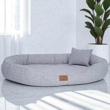 Ортопедичне ліжко для собак Tierlando® Tiffany Couture XL XXL, великий розмір, елегантне собаче ліжко для великих собак, знімний чохол та матрац з memory foam, розмір 145x105 см, колір сірий