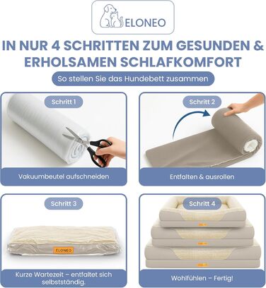 Ортопедичне ліжко для собак ELONEO, великі породи - 122x89x20 см, кошик для собак з Memory Foam, вологостійкий та пральний килимок для собак, подушка для собак, матрац для собак з м'якою оббивкою, Кремовий L 122 x 89 x 20 см Кремовий