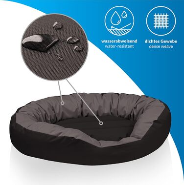 BedDog® Hundebett Sunny 4in1, велике собаче ліжко Rock-Flow, овальне/кругле, з Cordura, для дому та вулиці, XXXL, сіро-антрацит, 150 x 120 x 23 см