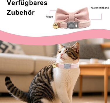 Персоналізоване ошатне нашийник для кота з безпечною застібкою та дзвіночком, нашийник з іменним жетоном та номером телефону, регульований, з велюру, для кошенят