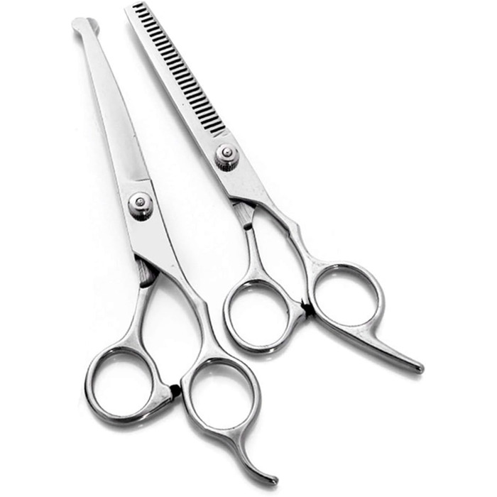 Професійна шерстьостригальна ножиці для собак, нержавіюча сталь, прямі та зігнуті леза, безпечні закруглені кінчики, для грумінгу обличчя, вух, носа та лап