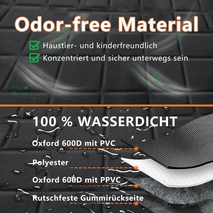 Захист для заднього сидіння авто для собак - водовідштовхуючий, антикіготок, універсальний, з боковими захистами та віконцем - чорний