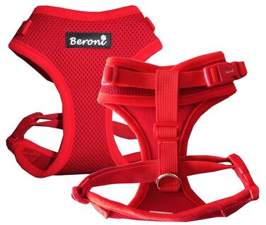 Шлейка для котів Beroni® з повідцем, анти-втеча, регульована, для великих та малих котів, для балкону та саду (Червона, M)