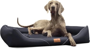 Tierlando® Ортопедичне ліжко для собак William Easy-Clean, розкішне ліжко-софа з екошкіри для алергіків з матрацом з Memory Foam, розмір: 90x75 см, колір: чорний
