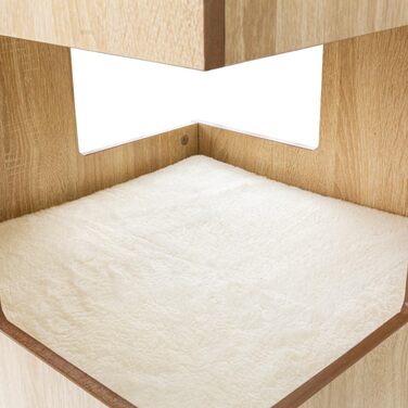 Преміум будиночок для кота з дерева, замок-вежа з лежаками, 50 x 50 x 80 см, темно-сірий (бежевий)