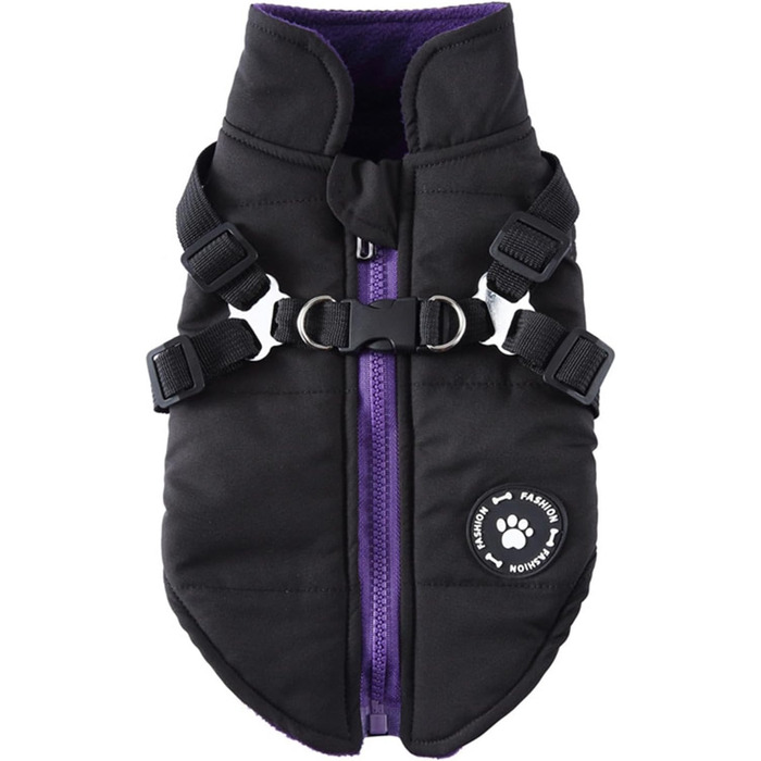 Зимовий теплий одяг для собак: куртка з блискавкою, теплий зимовий плащ для цуценят, маленьких, середніх та великих собак (чорний, xs)