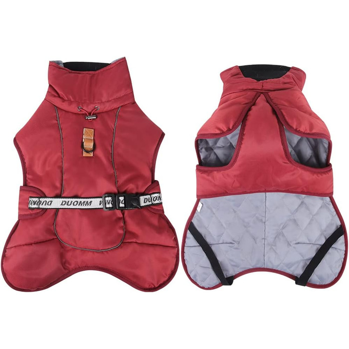 Водонепроникна тепла жилетка для собак великих та середніх порід, тепла жилетка для собак, жилетка для собак з отвором для шлейки, тепла зимова жилетка для собак (Червоний, 6XL)