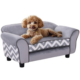 PawHut Dog Sofa Pet Диван з подушкою, можна прати, оксамитовий сірий, підняті ніжки, 73,5x41x33см для комфорту та стилю