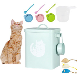 Контейнер для котячого корму JYCRA, портативний, з ложкою, зелений