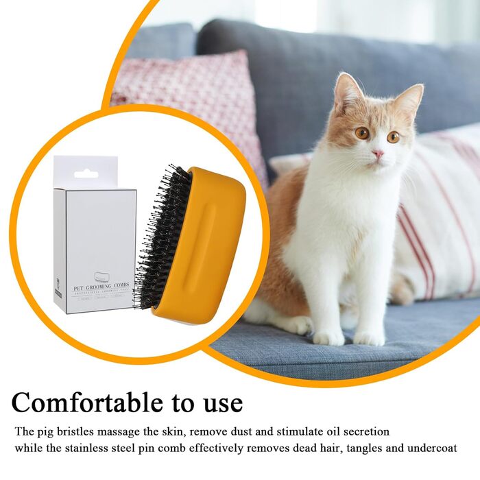 Професійна щітка для котів від випадання шерсті, гребінець для видалення ковтунів, аксесуари для догляду за довгошерстими котами, цуценятами та кошенятами, щоденний догляд за шерстю, для використання на вулиці, рекомендовано ветеринарами, білий (жовтий) к