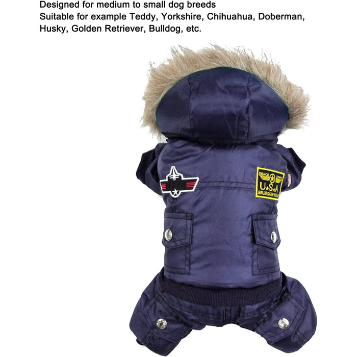 GLOGLOW Зимова куртка для собак, тепла куртка з капюшоном для маленьких собак (M), блакитна