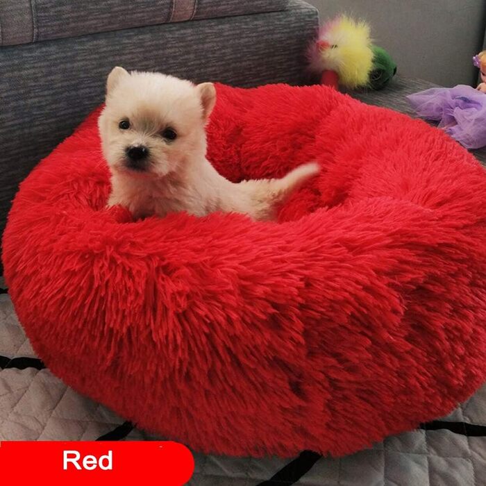 М'яке ліжко-гніздишко для собак та котів, ліжко-диванчик, 70см, червоний колір