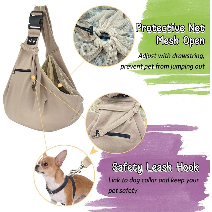 Сумка-переноска для собак NATUYA, сітка, для тварин вагою 5-15 кг, хакі