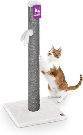 Дряпка для котів Petrebels Maine, 90 см, з міцною основою та сизалевим стовпчиком, 40 x 40 x 90 см, колір off-white