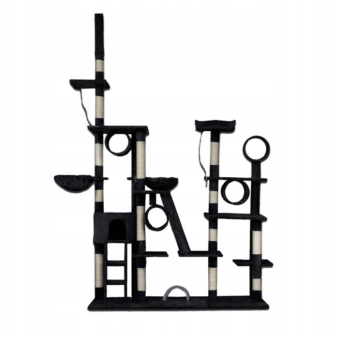 Стельовий кігтеточка-гігант Animel: висока вежа зі стовпчиком, лежаком та килимками для дряпання (висота понад 220 см)