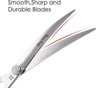 Ножиці для грумінгу собак Fenice Peak з декоративним камінчиком, 440C, нержавіюча сталь, 7.5 дюймів, професійні