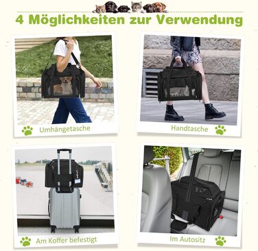 Транспортна сумка для кота/собаки TOFFCAEA, переноска для тварин, складана, чорна, 43 x 28 x 28 см