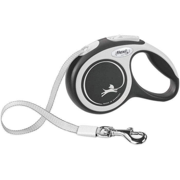 Рулетка для собак FLEXI New Comfort XS 3 м, до 12 кг, сіро-чорна, ергономічна, з міцною стрічкою