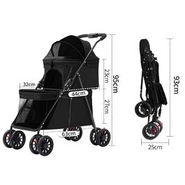 Візок для собак Homewell 2в1: Buggy з платформою та переносна сумка, чорний (67x50x95 см)