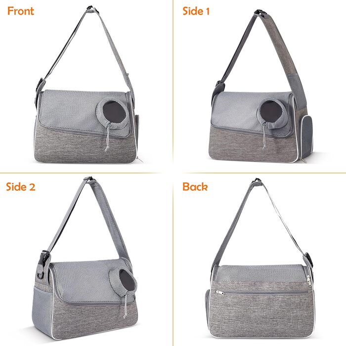 Траверс для собак ALLSOPETS: регульована переноска для маленьких собак та котів з жорстким дном та вентиляцією, сіра