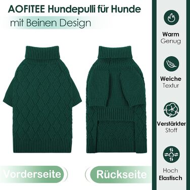 Пуловер для собак AOFITEE, теплий зимовий пуловер для маленьких собак, пуловер для такси, зелений, з високим коміром