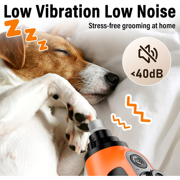 Шліфувальник кігтів для собак Casfuy Smarter Krallenschleifer 6-ступінчатий з LED-підсвіткою, тихий, перезаряджається, для собак та котів великих, середніх та малих порід, оранжевий/західний колір (Sunset Chevron)