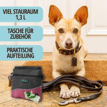 Сумка-переноска для собак Petove: фідер-сумка з магнітною застібкою, контейнер для відходів, можна носити як бананка (S, рожевий)