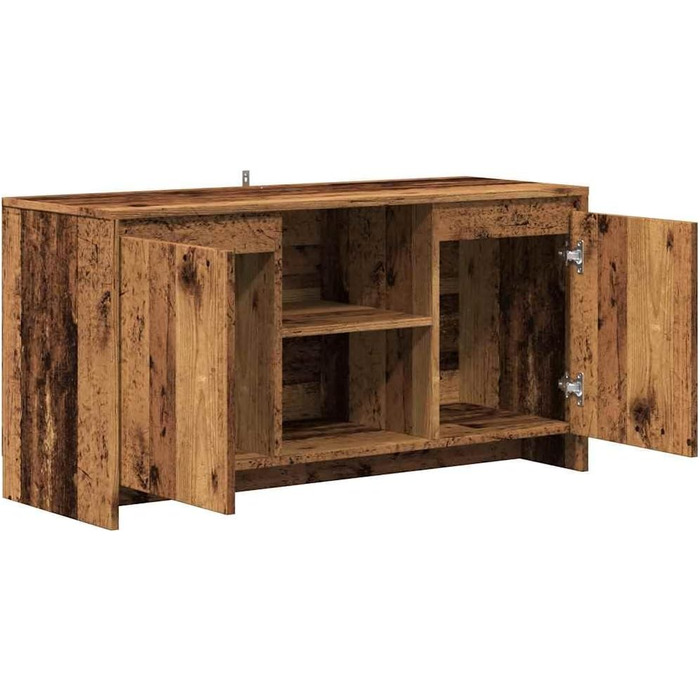 vidaXL телевізійна тумба з дверцятами та полицями, біла, 102x37,5x52,5 см, ДСП (старе дерево), меблі для телевізора, низька тумба, шафа для ТВ, HiFi, для вітальні