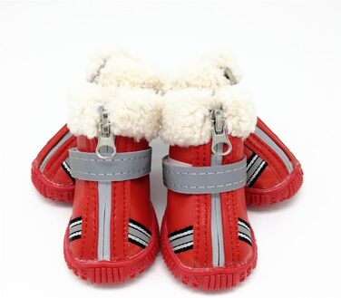 Зимові чоботи для собак - теплий флісовий набір з 4 шт. Водонепроникні шкіряні чоботи для собак з антиковзким покриттям