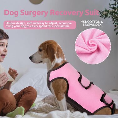 Піжама для собак після операції ASENKU: захист від лизання, альтернатива конусу, рожева, M