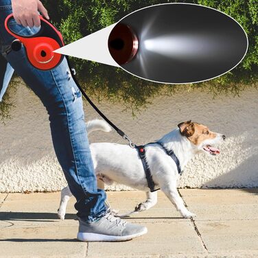 МоYouno Висувна поводок для собак 8 м з тримачем для відходів, червоний