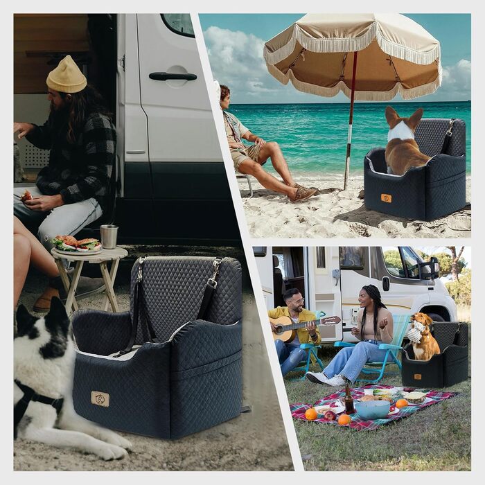 Підвищення для собак у машину з Memory Foam, до 15,9 кг, середнього розміру, зручне автоліжко для маленьких/середніх тварин, знімний та пральний, сірий + чорний, Medium