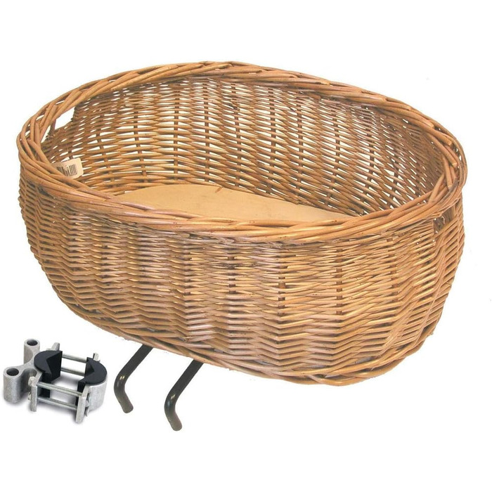 Кошик на переднє колесо Basil Pluto з плетіння лози, натуральний колір, з кріпленням та подушкою