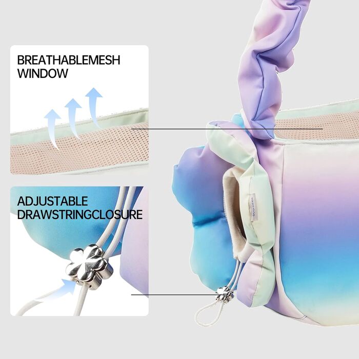 TOUCHDOG Сумка-переноска для собак та котів, легка, дихаюча, для подорожей (до 6 кг), рожева/блакитна