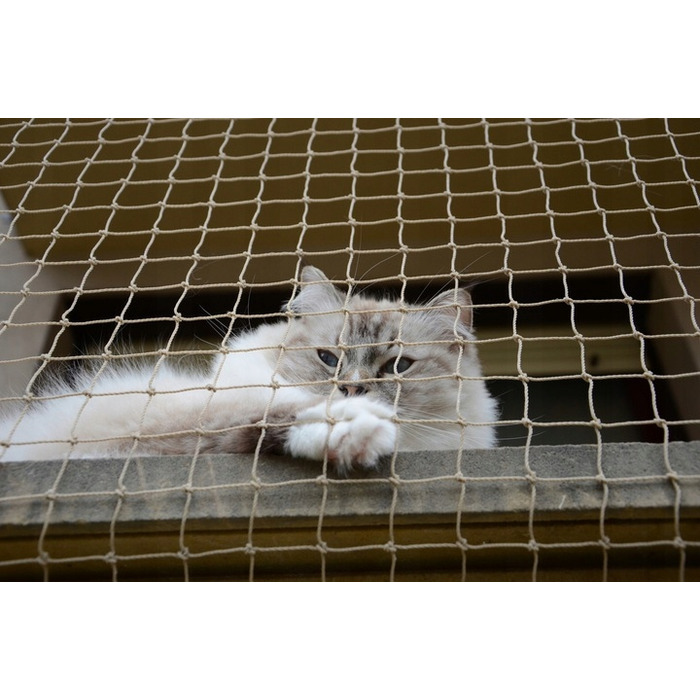 Захисна сітка на балкон для котів 8x3м, з металевим дротом, 80г/м2, UV-захист, комплект без свердління