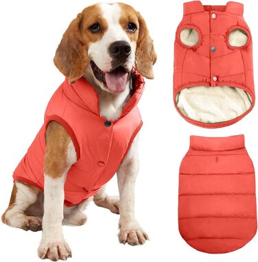 PETCUTE Зимовий теплий одяг для собак, куртка для великих собак, жилет для собак з кріпленням для повірця, вітронепроникний, для зими, Navy/Orange (M)