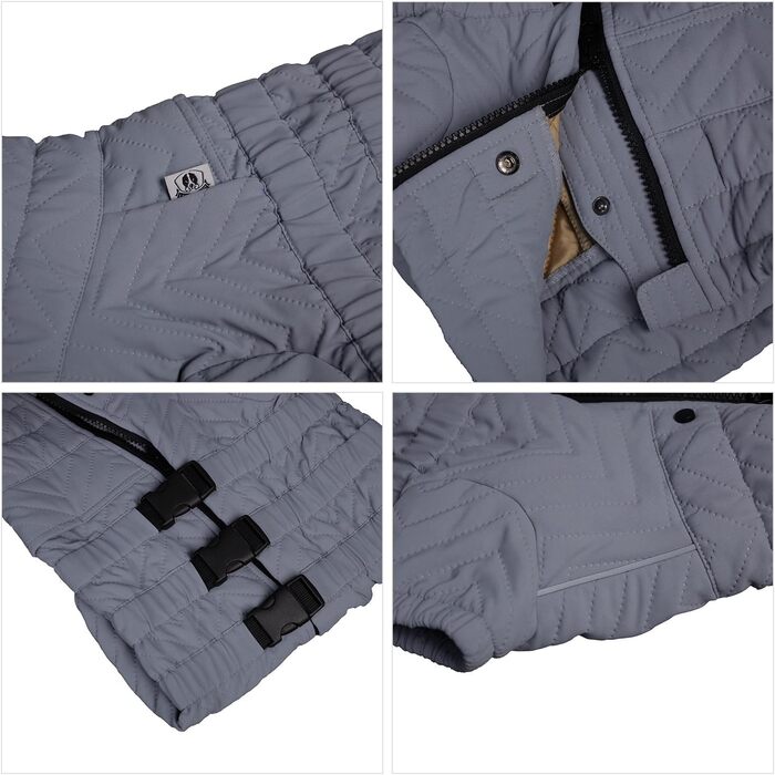 Водонепроникний теплий зимовий жилет для собак з відбиваючими елементами, сірий, XXL, 2XL