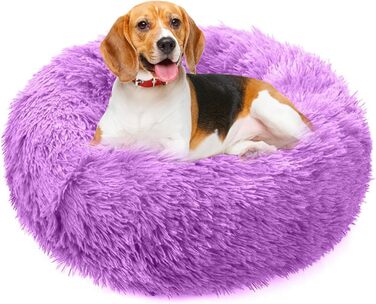 М'яке ліжко для собак та котів PETCUTE, кругленьке, фіолетове (M)