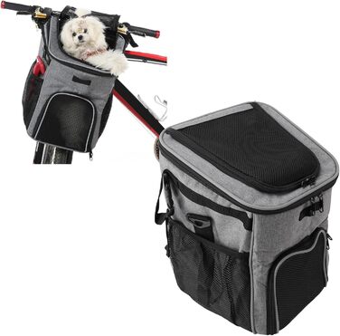 Велосипедний крізь для собак, водонепроникний рюкзак-переноска, дихаючий та знімний, зручний для активного відпочинку (сірий)