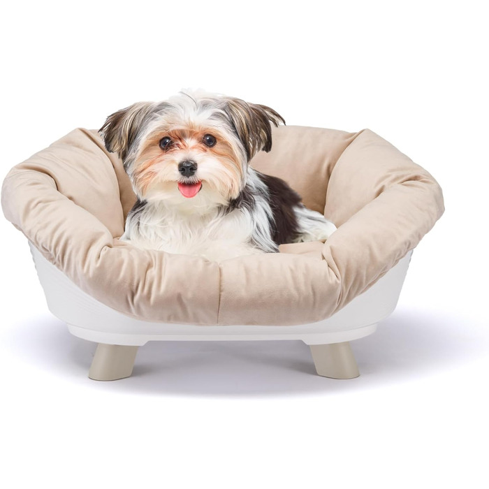 Підвищене ліжко для собак та котів Ferplast Throne, 64 x 48 x 29,5 см, біле, з подушкою, миється, антиковзаюче