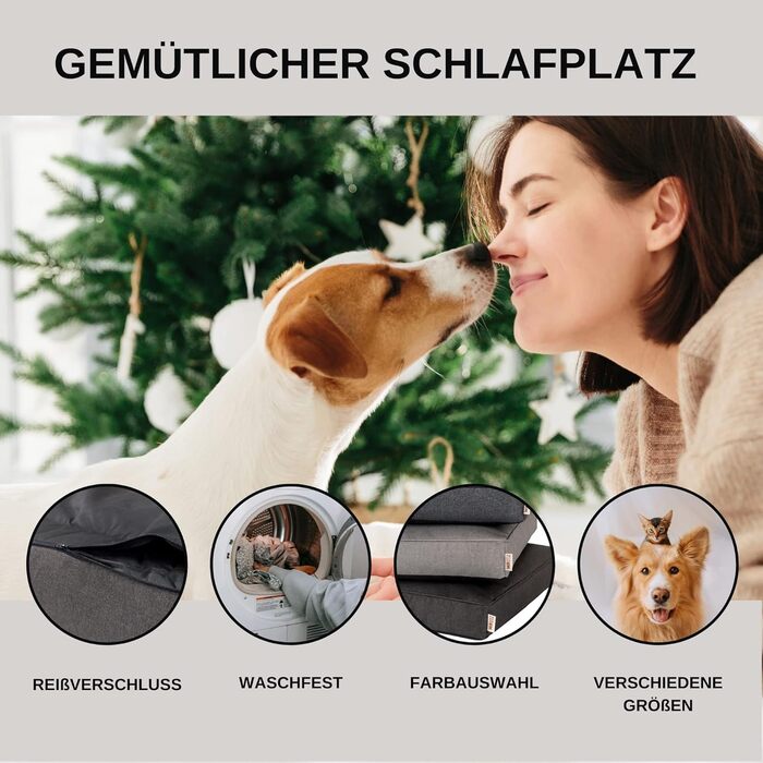 Софа-ліжко для собак MSS e.K. 60 x 44 см, сірий колір, знімний велюровий чохол та м'яка підстилка, 60 x 44 x 23 см. Підходить для великих собак, кошик для собак, лежанка для цуценят.