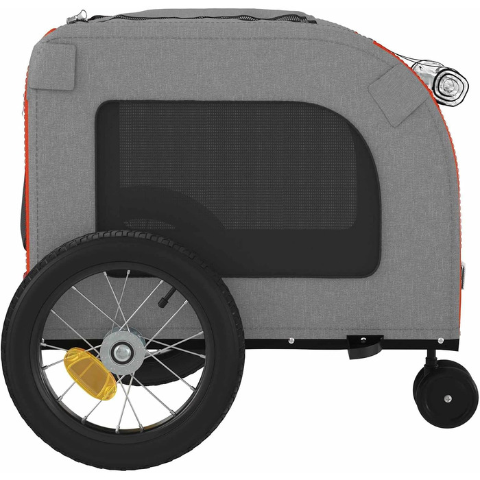 Причіп для собак VidaXL, 45 кг, Оксфордська тканина, з прапорцем та відбивачами (Оранжевий, 125 x 53 x 54 см)