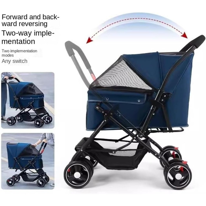 Дитяча та собача коляска Hundebuggy, складана, з кошиком та регульованою ручкою, червона, 48x69x94 см