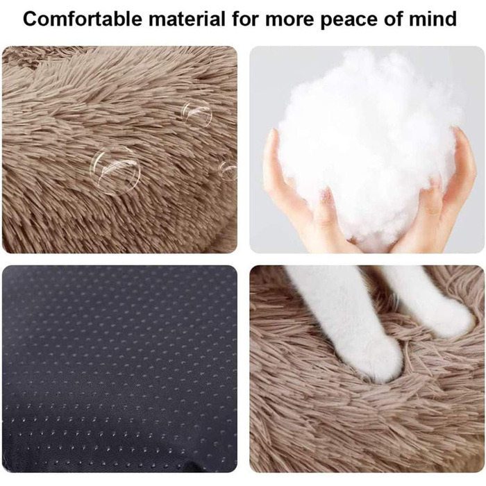 Кругле ліжко для собак та котів, велике, 100 см, коричневе. М'яке, плюшеве ліжко для великих та середніх собак.