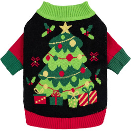 Теплий зимовий пуловер для собак Fitwarm, чорний, червоний, зелений, X-Large, різдвяний костюм для собак